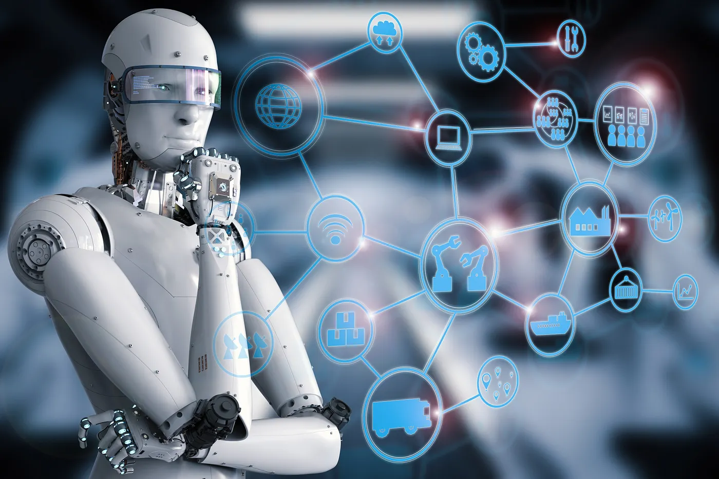 Artificial intelligence and connected technology illustration